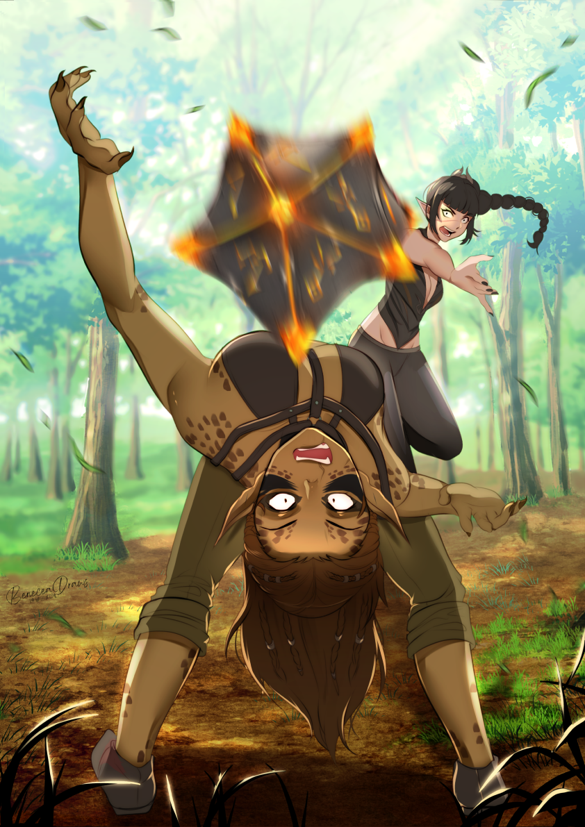 Shadowheart & Lae'zel Throw Print