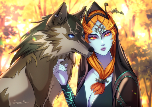 Midna &amp; Wolf Link Print